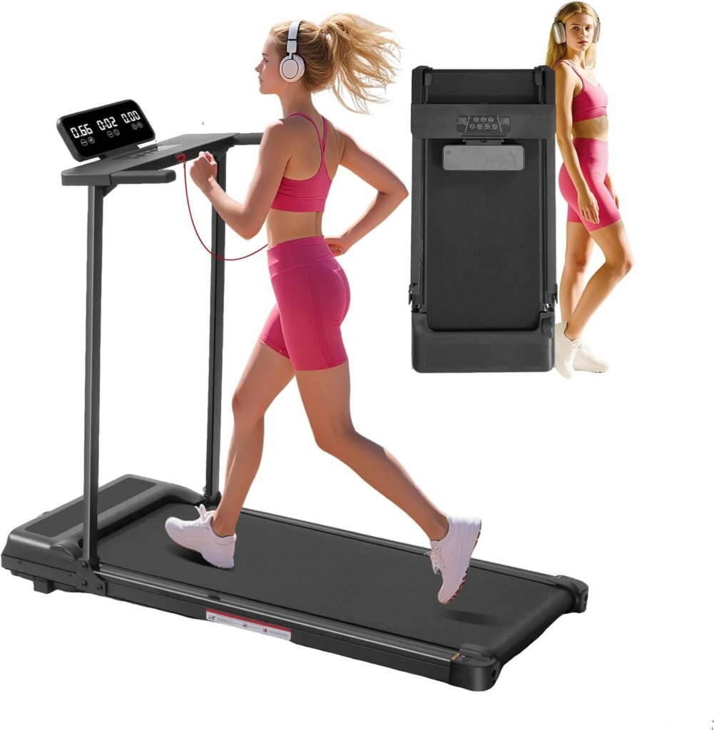 Walking Pad Treadmill with Handle Bar, Compact Portable Treadmills for Home Small, Electric Walking Pads with Handles, 3.5HP Quiet Motor and LED Display, 400 LBS Capacity